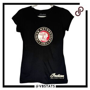 Indian Motorcycle Women's Headdress Icon Short‎ Sleeve T-Shirt Black Size Medium